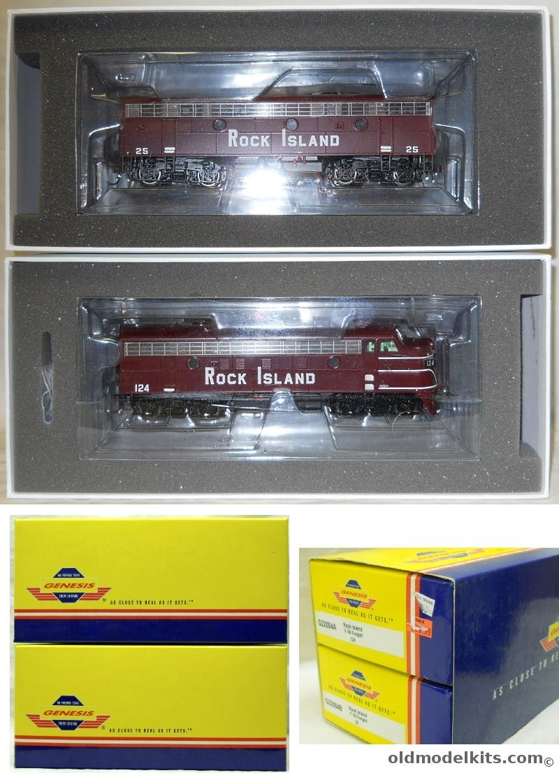Athearn 1/87 Rock Island F-7A and F-7B Freight Locomotives Genesis DCC Quick Plug Equipped - HO Scale, G22084 plastic model kit